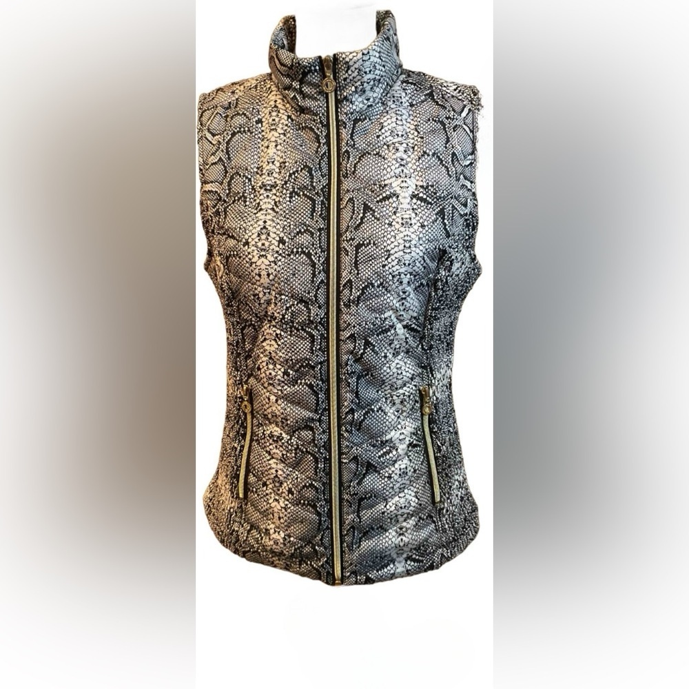 Marc New York Quilted Snake-Print Vest in Black and White